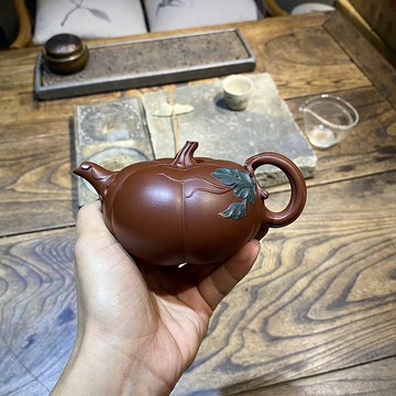 筋纹南瓜 全手工  紫泥 220ml 14孔 青年实力派  全手精品