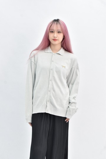 (L) penneys 棉質排扣立領灰色毛衣