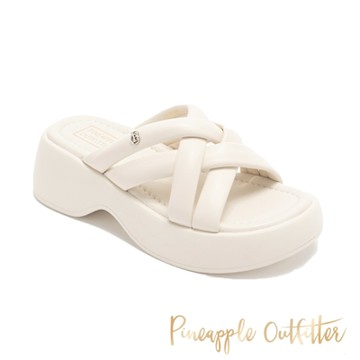 Pineapple Outfitter-雲朵交叉寬帶厚底拖鞋 RIAZ-白色