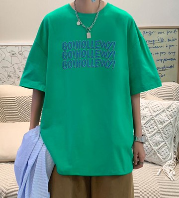 FINDSENSE X 韓潮 男士 寬鬆落肩大尺碼 字母印花 短袖T恤 四色入