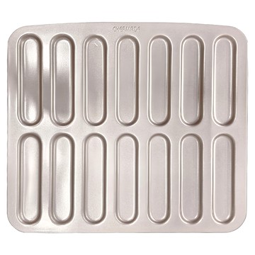 CHEFMADE 學廚 不沾閃電泡芙模 長條形蛋糕模 14格 WK9172 重型碳鋼(DC03)材質  32.5 x 28.9 x 0.8cm  1個