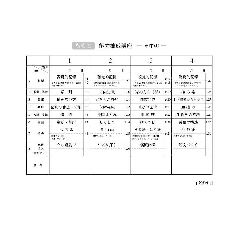 小学校入試対策　能力錬成講座　年中4〜6