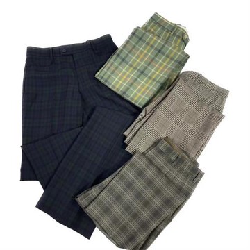 vintage古著日制復古休閑歐美時尚流行街拍格紋春夏直筒西服長褲