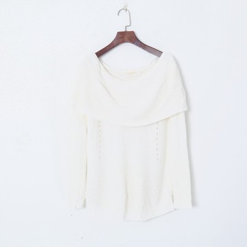 秋季女裝時尚韓版優雅大翻領套頭長袖寬松顯瘦慵懶風百搭毛衣