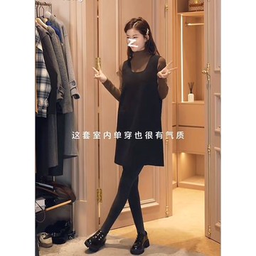 多娜女裝同款復古氣質小香風連衣裙女早春季無袖疊穿顯瘦背心裙子