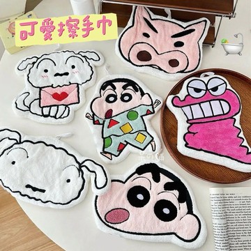 【台灣現貨|呆の嚴選】蠟筆小新擦手巾 蠟筆小新 珊瑚絨 擦手巾 擦手布 吸水可掛式 卡通 蠟筆小新 小白 肥嘟嘟 鱷魚