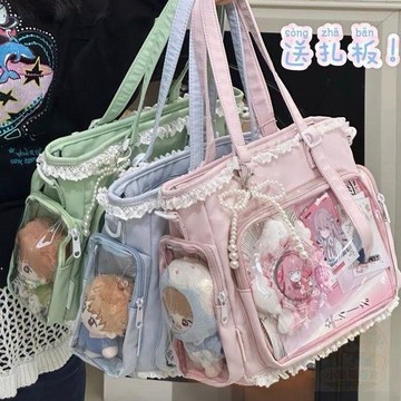 ✨店長推薦✨日系透明吧唧漫展  痛包  日常  娃包    單肩包  女學生上課通勤  托特包   斜  挎包