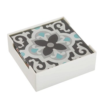 《VERSA》水晶玻璃杯墊6入-花磚-