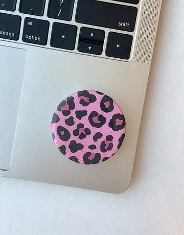 Pink Leopard epoxy iphone phone grip magsafe