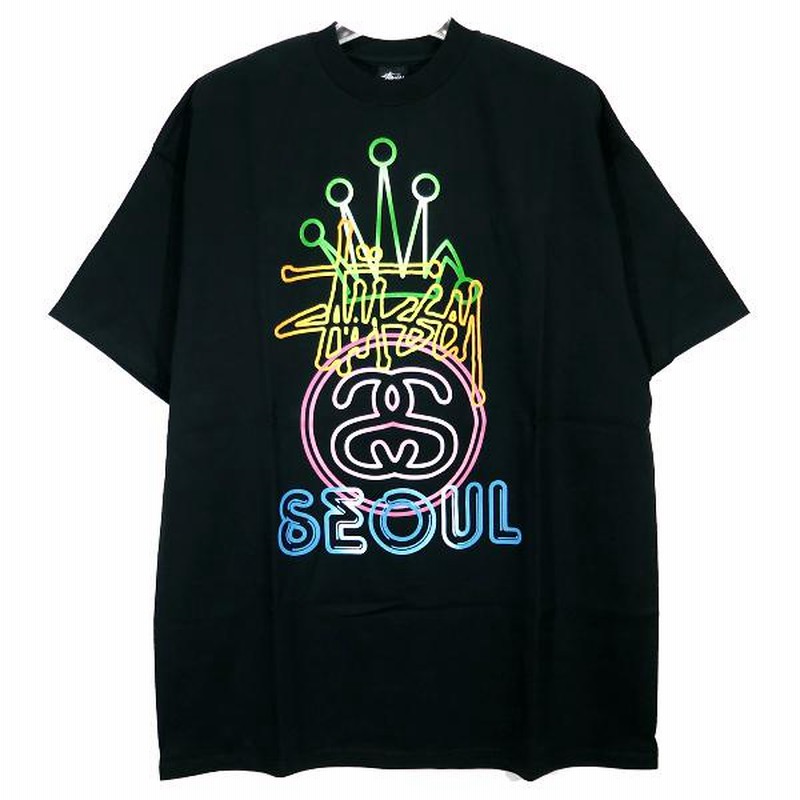 STUSSY ステューシー SEOUL CHAPTER STORE EXCLUSIVE NEON TEE ソウル チャプター ストア エクスクルーシブ  ネオン Tシャツ ブラック ショートスリーブ | LINEブランドカタログ