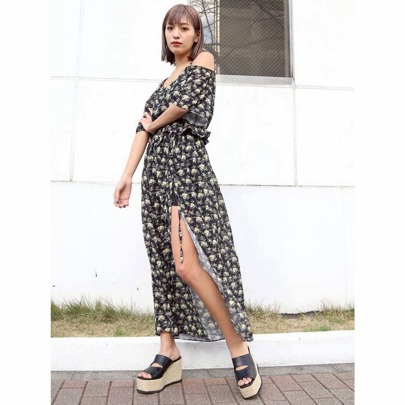 エモダ Emoda ディープサイドスリットマキシワンピース ミックス 通販 Lineポイント最大1 0 Get Lineショッピング