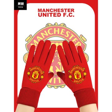 曼聯隊23-24賽季拉什福德足球迷可觸屏手套男女騎行車分指保暖款