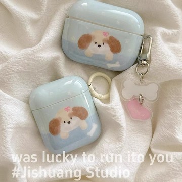 咪咪良品🔥ins嬰兒藍油畫小狗適蘋果保護airpods4藍牙耳機殼四代airpodpro2