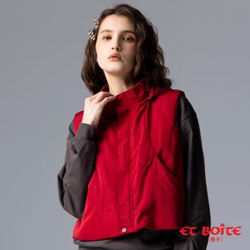 ET BOîTE 箱子 BLUE WAY –2WAY可拆帽率性短版保暖背心(紅)