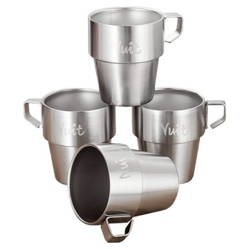 Nuit 努特 304不鏽鋼雙層斷熱馬克杯 NTF90  銀色  1套