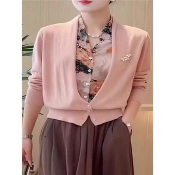 時尚輕奢優雅漂亮印花針織衫女2025春秋新款遮肉顯瘦氣質百搭長袖