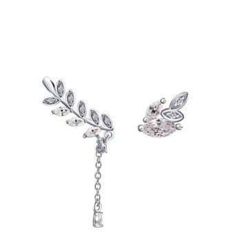 925純銀耳環鑲鑽耳飾-時尚創意葉子造型生日情人節禮物女飾品73dy133【獨家進口】【米蘭精品】