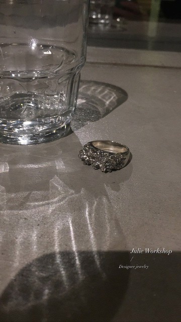 岩礦造型純銀戒