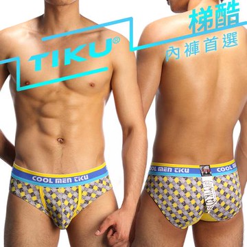 TIKU 梯酷 ~ 雅格 超彈貼身三角男內褲 黃灰色 GY1153