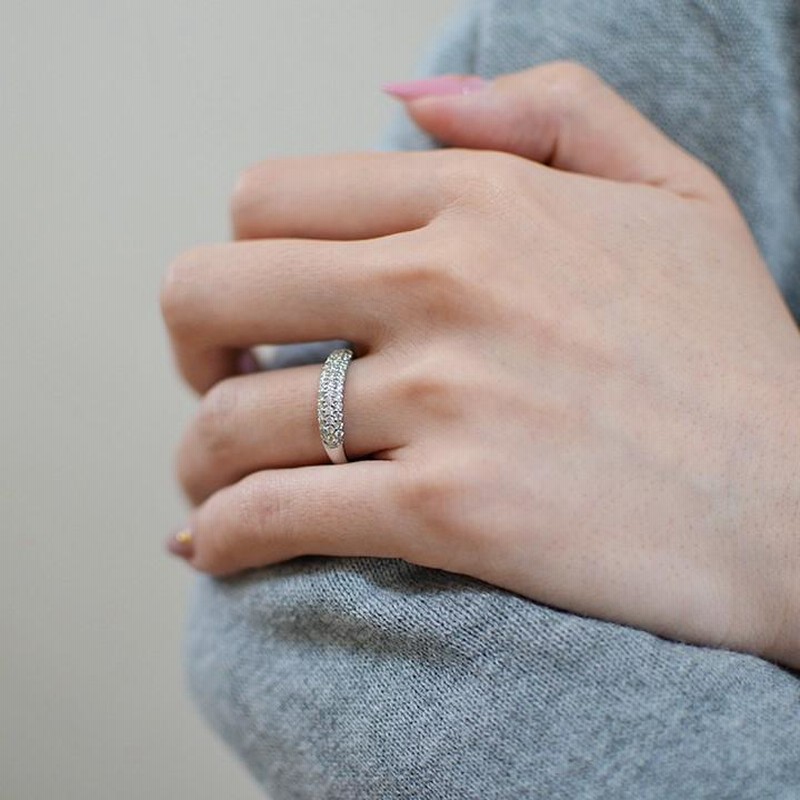 ダイヤモンド パヴェリング 指輪 プラチナ PT950 0.32ct 40代 50