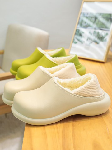 防水棉拖鞋女冬季家用包跟保暖家居防滑厚底室內外穿厚底月子棉鞋