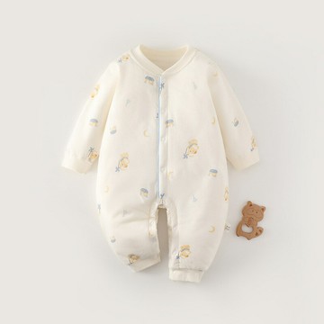 嬰兒衣服寶寶秋冬款40克夾棉新生兒a類連體衣嬰幼兒薄棉爬服保暖鑫弘-萌寶童裝可開發票