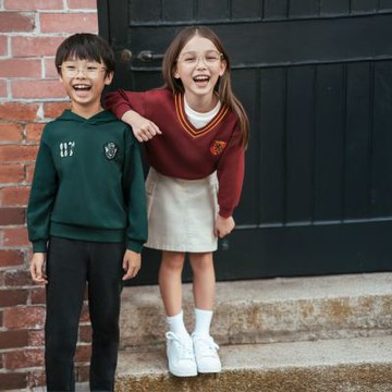 GIORDANO 童裝哈利波特授權假兩件長袖大學TEE Harry Potter系列 - 75 深紅