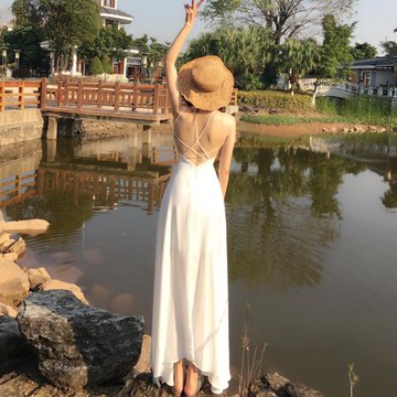 ins超火泰國巴厘島三亞長裙女海邊度假旅游拍照沙灘裙連衣裙超仙