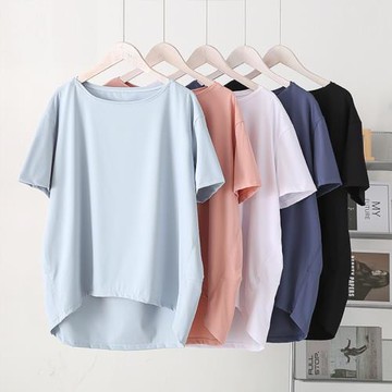 外貿同款瑜伽短袖上衣女跑步運動速干透氣健身服夏款大碼寬松T恤