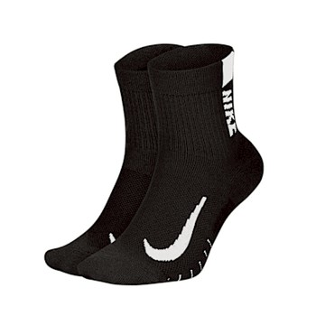 NIKE 男女中筒運動襪-二雙入-DRI-FIT 襪子 訓練 慢跑 SX7556-010 黑白