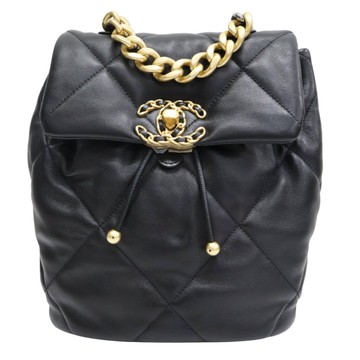 CHANEL 香奈兒 黑色 羊皮 19 後背包 【二手名牌BRAND OFF】