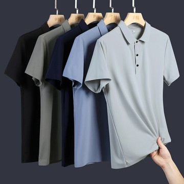 現貨+預購 冰絲POLO衫短袖上衣-無痕休閒高彈免燙男裝父親節禮物5色74ey31【獨家進口】【米蘭精品】