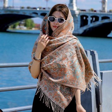 外搭披肩空調毛毯披風斗篷大圍巾女兩用云南麗江川西北旅游民族風