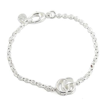 GUCCI 925純銀-GG Marmont立體雕花墜飾手鍊