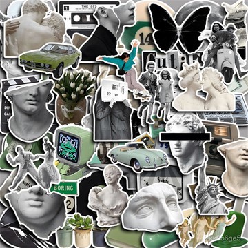 好價在🛒50張ins秋耳綠萍歐式iPad手機殻電腦高顔值裝飾diy防水手賬貼畵 XFNI