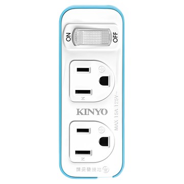 Kinyo 1切2座3變2節能小壁插 3孔  白色 + 藍色  1個  38mm