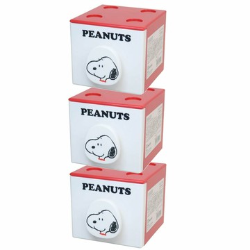 asdfkitty*SNOOPY史努比 造型把手桌上型收納抽屜-紅色-收納盒-可疊放-一組3個-日本正版商品
