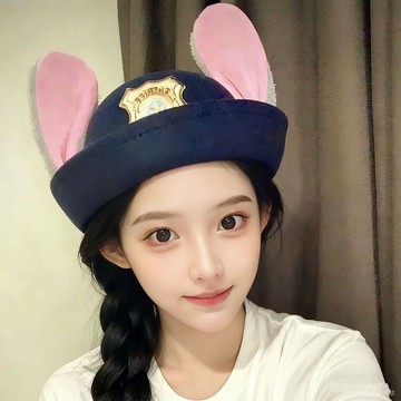 【臺灣出貨】新款 硃迪兔子警官cos服飾帽子兒童禮帽成人親子帽徽章圓頂兔耳朵樂園 Y7Y9
