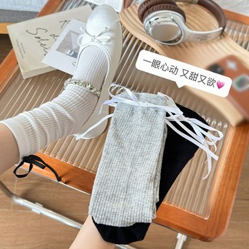小紅書同款 蝴蝶結 中筒襪子 女miu系甜美 秋季薄款 配瑪麗珍小皮鞋 甜美可愛 襪子女 高顏值百搭 襪子 精緻舒適親膚