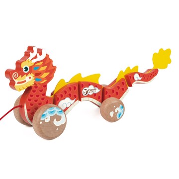Classic world 德國客來喜經典木玩■如意龍行手拉車《10528》 不一樣的手拉車