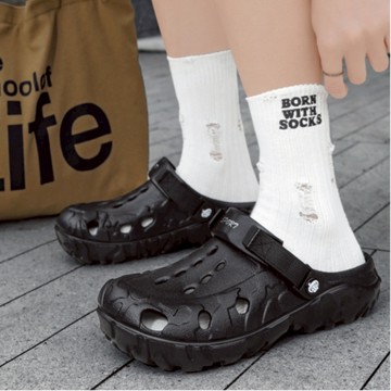 現免運✨半托鞋男款大碼包頭涼拖外穿涼鞋防水沙灘鞋透氣洞洞鞋鏤空花園鞋 踩屎感外穿防滑耐磨軟底拖鞋