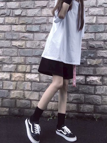 短褲女寬松直筒運動高腰垂感休閑闊腿褲潮春秋季新款黑色百搭