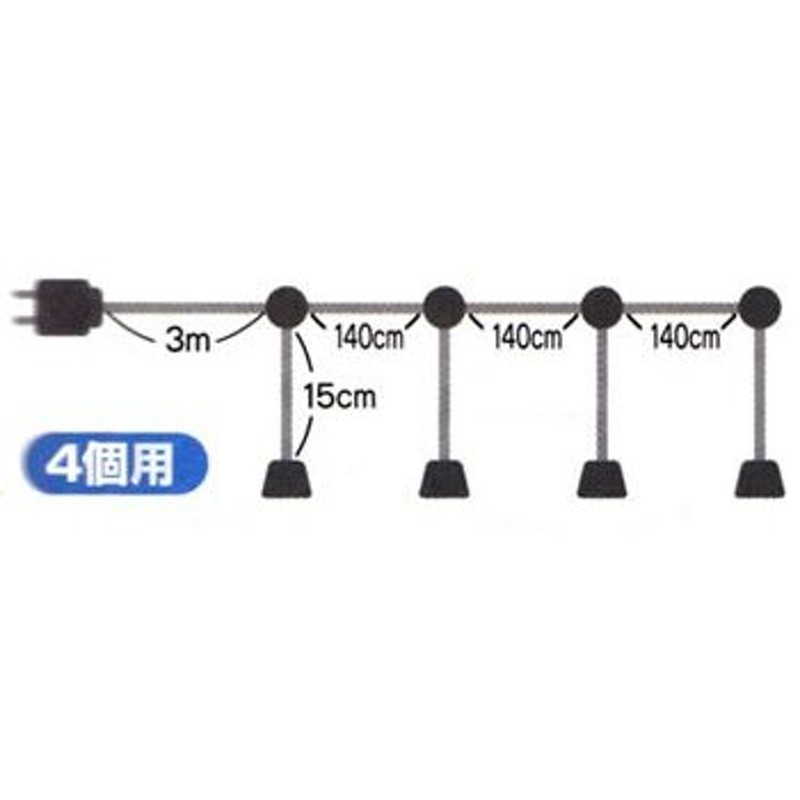 9030 提灯（ちょうちん）用ソケット（4個用） コンセント長さ3m 各ソケット間140cm 吊り下げ部長さ15cm 通販  LINEポイント最大1.0%GET | LINEショッピング