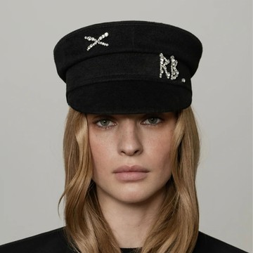 Ruslan Baginskiy 品牌RB水鑽字毛料軍官帽 - XS