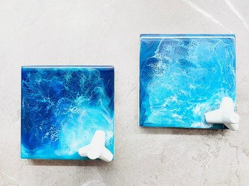 松木消波塊海浪杯墊擺飾