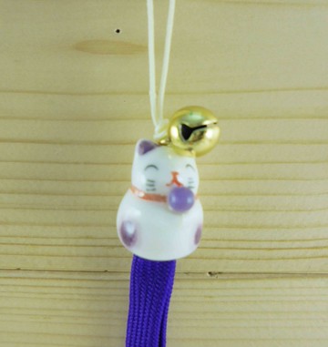 【震撼精品百貨】招財貓_招き猫~招財貓手機吊飾/繩-紫色