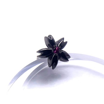 櫻花│925銀耳環│紅寶石│黑色│男仕耳環│銀飾│免運│日本製造│送禮│男性