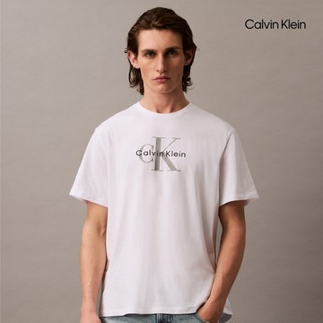 【Calvin Klein】 CK Monogram 標誌 T 恤_白色