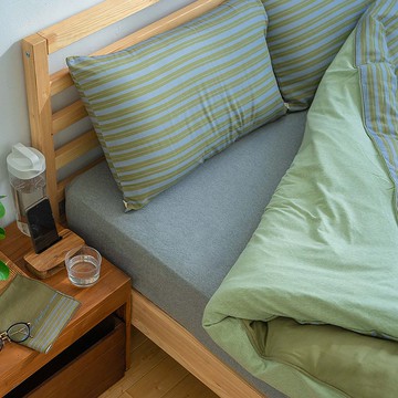 冬夏兩用二重紗布寢具套組-UMORFIL膠原蛋白紗-橄欖麻灰/不悶熱