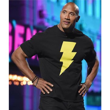 巨石強森T恤純棉夏裝肌肉男訓練服閃電俠短袖青少年男士圓領半袖t